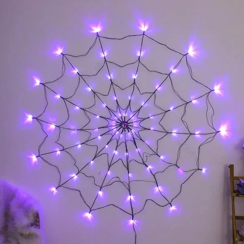 Spider Web Halloween Decoration - ไฟประดับใยแมงมุมฮาโลวีน 70LED กันน้ำ พร้อมรีโมท ใช้พลังงาน USB