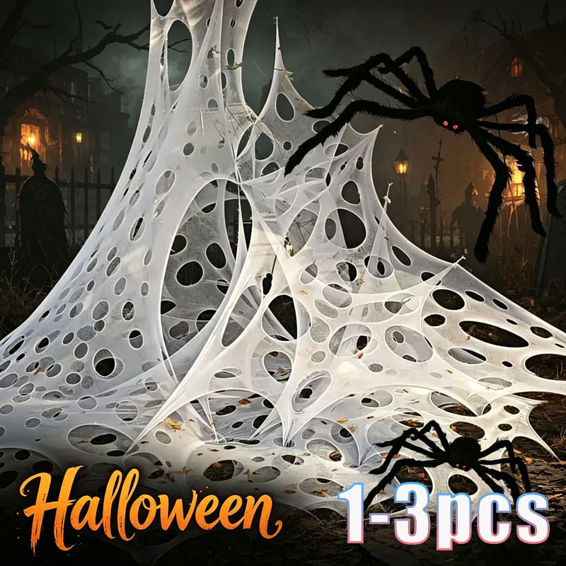 Spider Web Halloween Decoration - ผ้าตกแต่งลายใยแมงมุมปลอม ขนาด 1x2 เมตร 1x4 เมตร