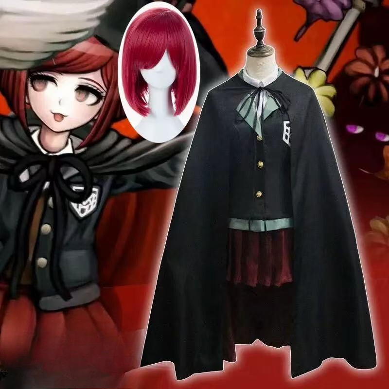 Halloween Costume Kids - อะนิเมะดันกันรอนปา แมจิเชียน ยูเมโนะ ฮิมิโกะชุดนักเรียนหญิงฮาโลวีนคาร์นิวัลนักเรียน JK ชุดคอสเพลย์เครื่องแต่งกายวิกผมสีแดง