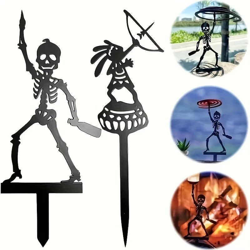 Halloween Skeleton Decoration - ขาตั้งธนูโลหะแบบพกพา โครงเหล็ก | ที่วางยากันยุงสำหรับตั้งแคมป์กลางแจ้ง 1 ชิ้น,