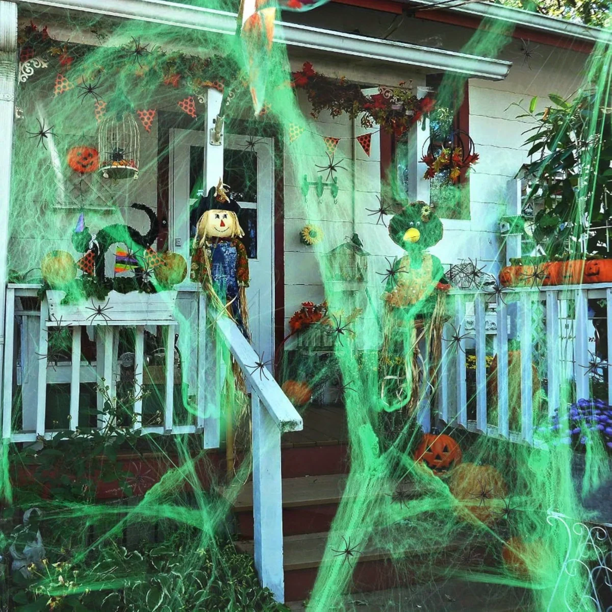 Spider Web Halloween Decoration - 1-20 ชิ้น ของตกแต่งฮาโลวีน ใยแมงมุมผ้าฝ้ายยืดหยุ่น อุปกรณ์ประกอบฉากสยองขวัญ สำหรับบ้านผีสิง
