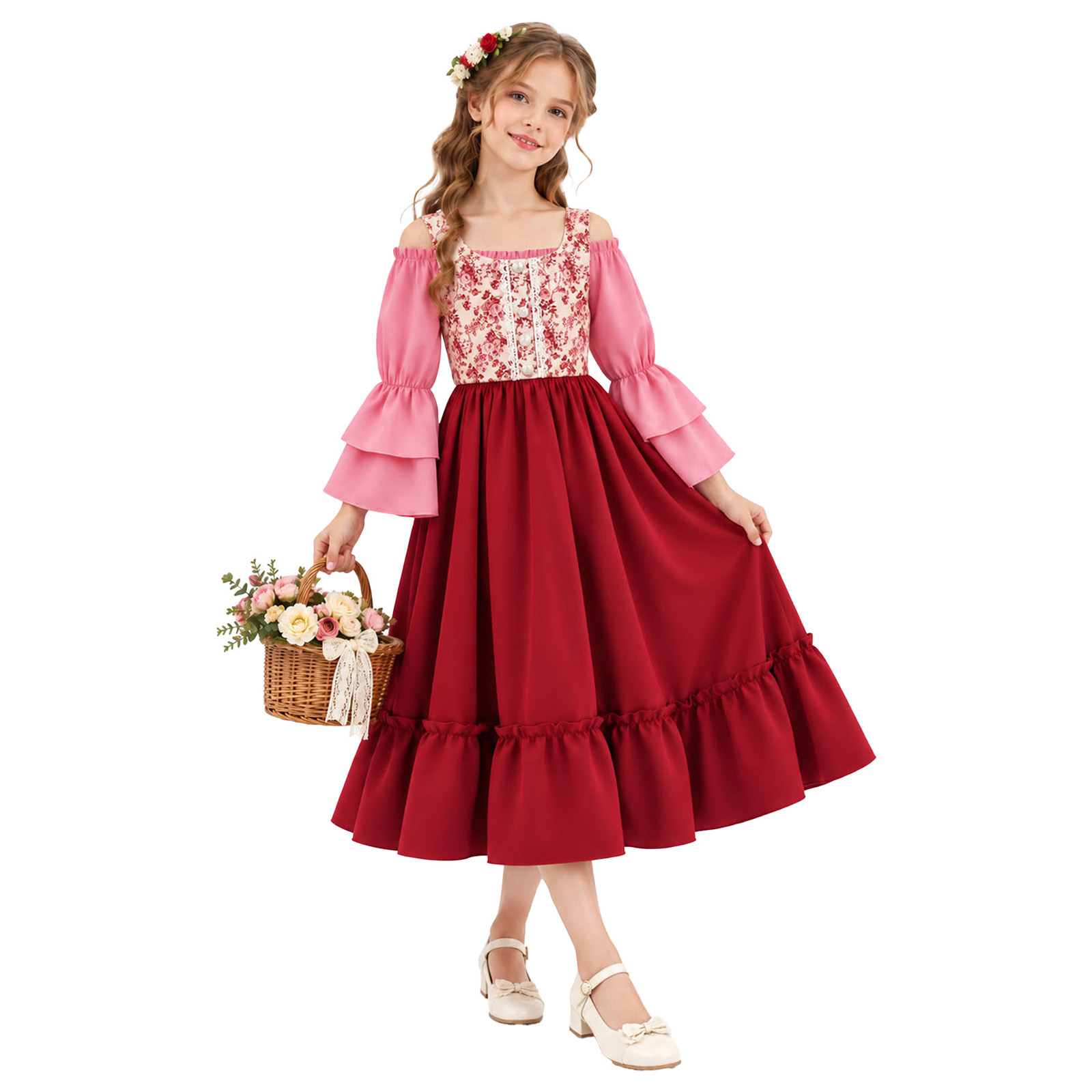 Halloween Costume Kids - ชุดแฟนซีสำหรับเด็กผู้หญิง สไตล์ยุคฟื้นฟูศิลปวิทยา ยุคกลาง ไอริช วิคตอเรียน วินเทจ