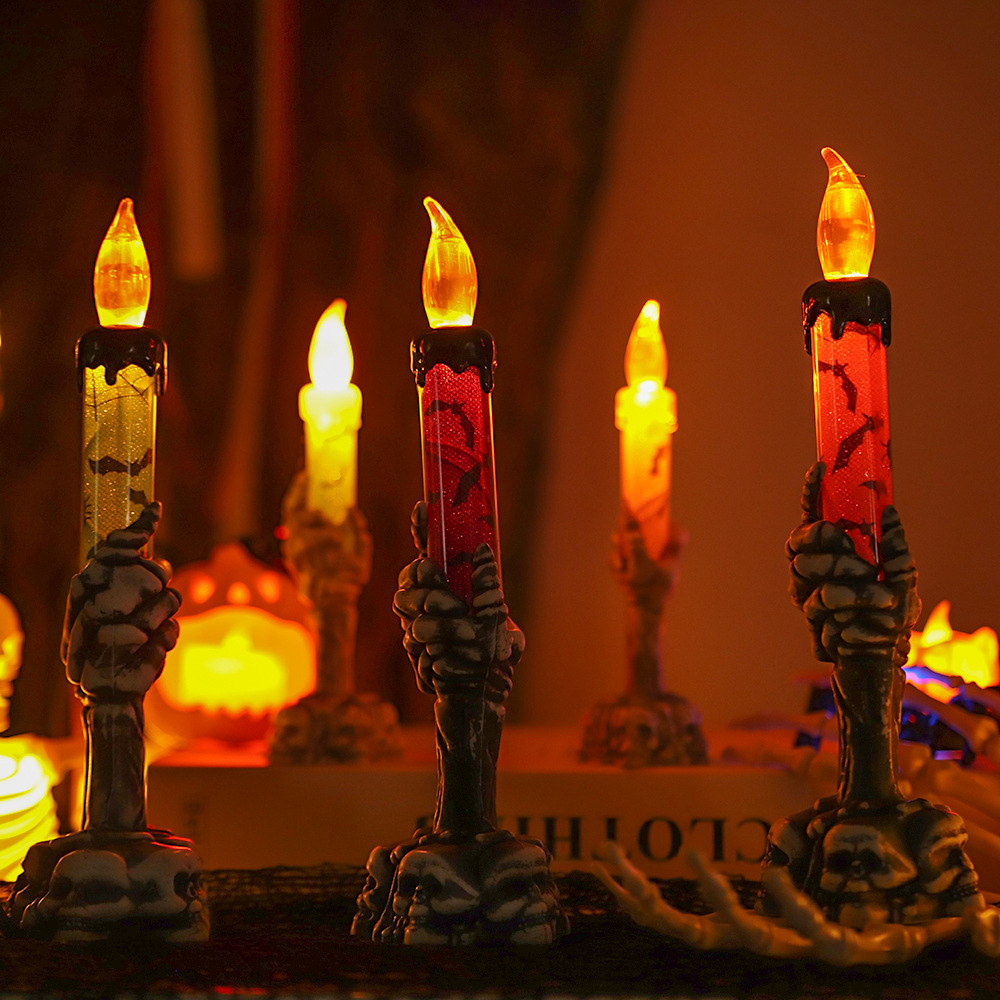 Halloween Pumpkin Decor Led - โคมไฟ LED รูปมือโครงกระดูกฮาโลวีน พร้อมฟังก์ชันแสงเทียน ตกแต่งงานปาร์ตี้ สำหรับบ้าน