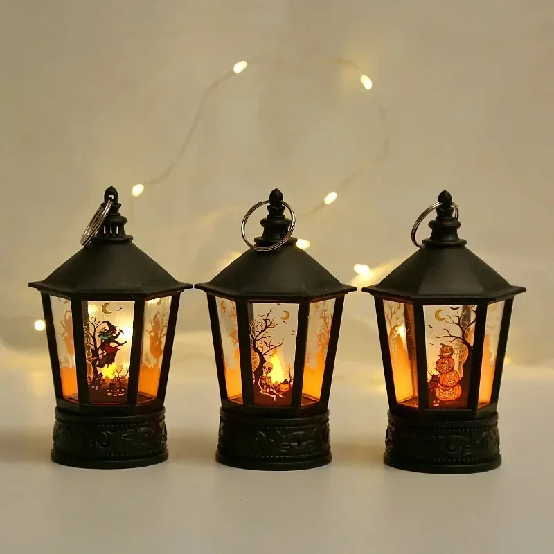Halloween Pumpkin Decor Led - ของตกแต่งฮาโลวีน ไฟเทียน LED โคมไฟแขวน LED ลายปราสาทแม่มด