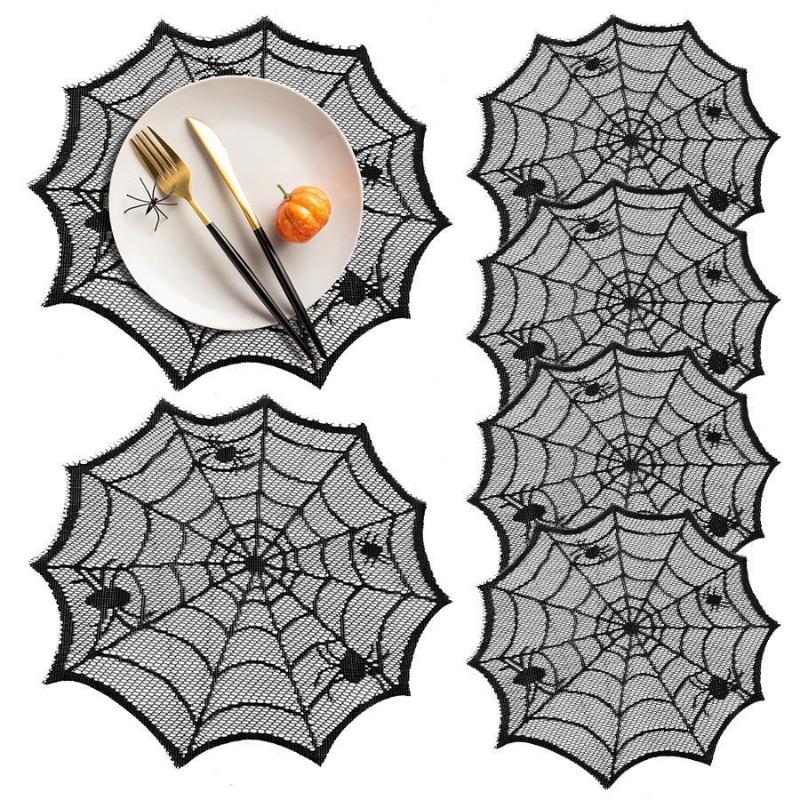 ผ้าปูโต๊ะลายใยแมงมุมสีดำ 2/4 ช - Spider Web Halloween Decoration บทวิจารณ์และราคา