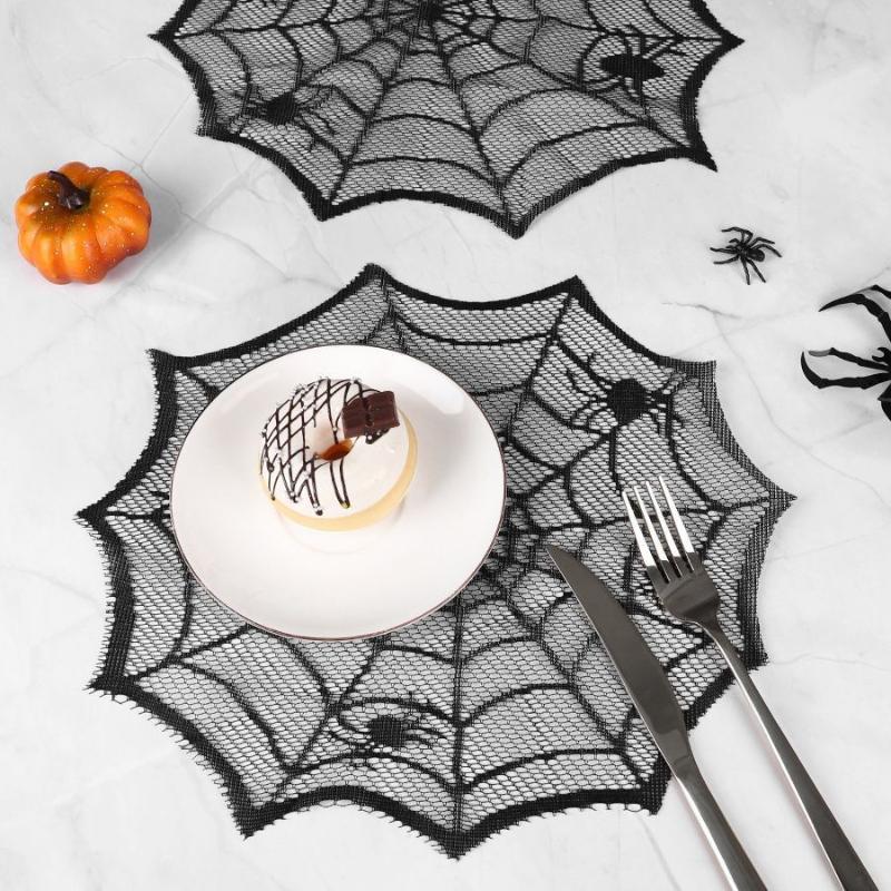 ผ้าปูโต๊ะลายใยแมงมุมสีดำ 2/4 ช - Spider Web Halloween Decoration บทวิจารณ์และราคา