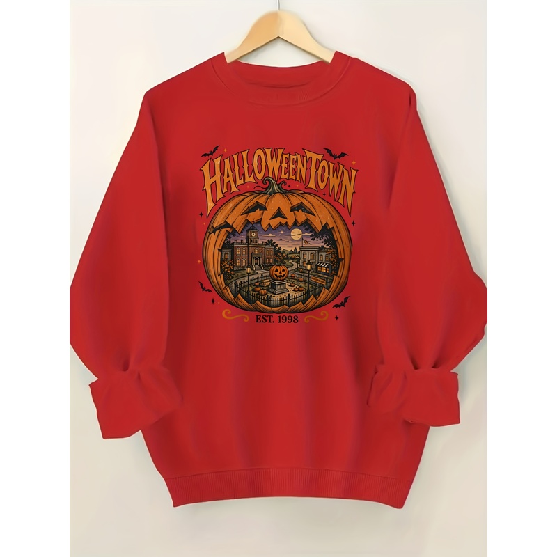 เสื้อฮู้ดคอกลมสำหรับผู้หญิง ลา - Pumpkin Lantern Halloween บทวิจารณ์และราคา