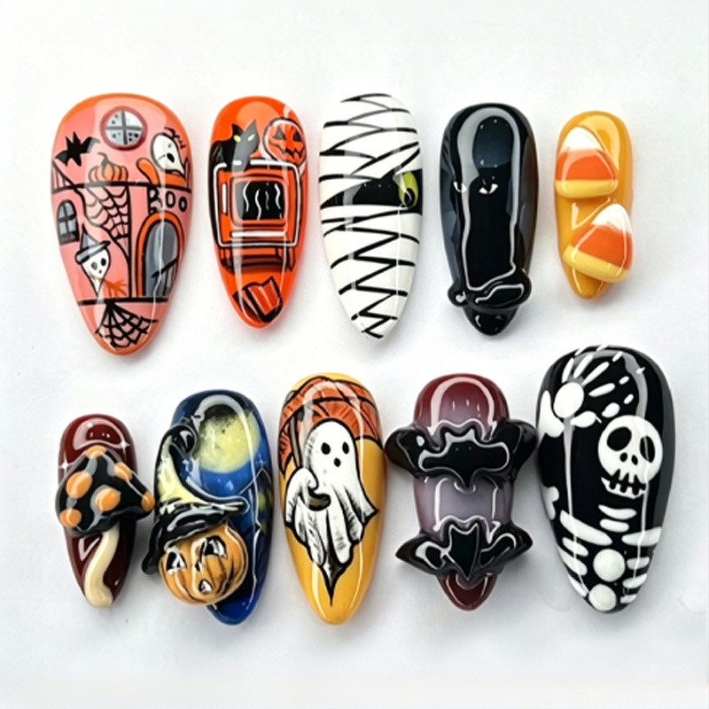 30 ชิ้น เล็บปลอมสไตล์ฮาโลวีนให - Halloween Skeleton Decoration บทวิจารณ์และราคา