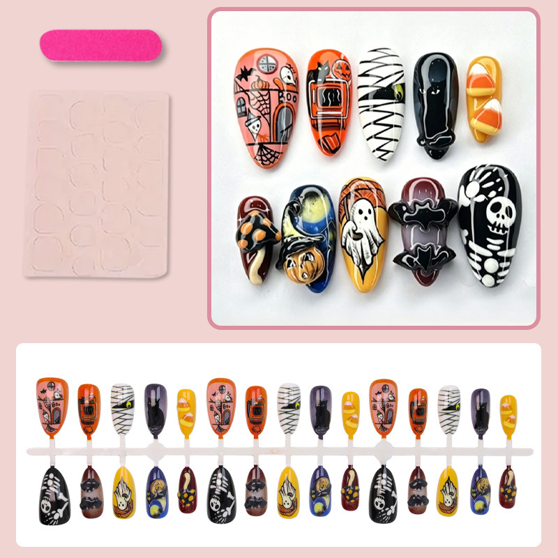 30 ชิ้น เล็บปลอมสไตล์ฮาโลวีนให - Halloween Skeleton Decoration บทวิจารณ์และราคา
