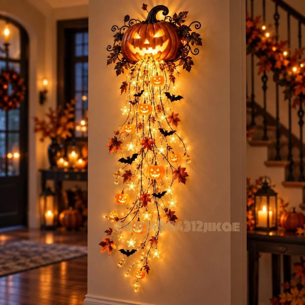 ชุดโคมไฟติดผนังแบบน้ำตกสำหรับเ - Halloween Led String Lights Orange บทวิจารณ์และราคา