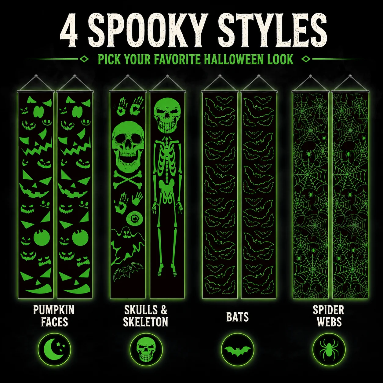 แบนเนอร์ฮาโลวีนเรืองแสงในที่มื - Halloween Skeleton Decoration บทวิจารณ์และราคา