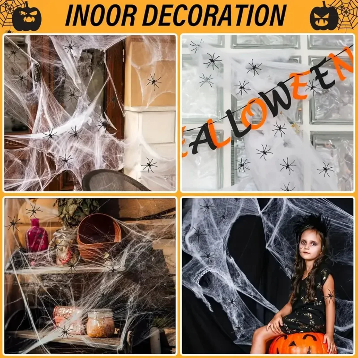 1-20 ชิ้น ของตกแต่งฮาโลวีน ใยแ - Spider Web Halloween Decoration บทวิจารณ์และราคา