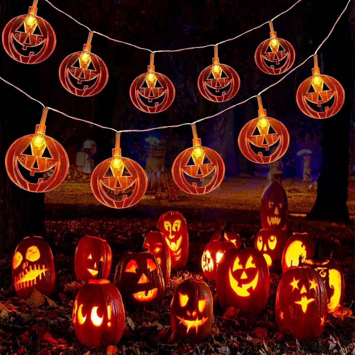 1 PC 20LED สีส้มแบน Hollow ไฟฟ - Halloween Led String Lights Orange บทวิจารณ์และราคา