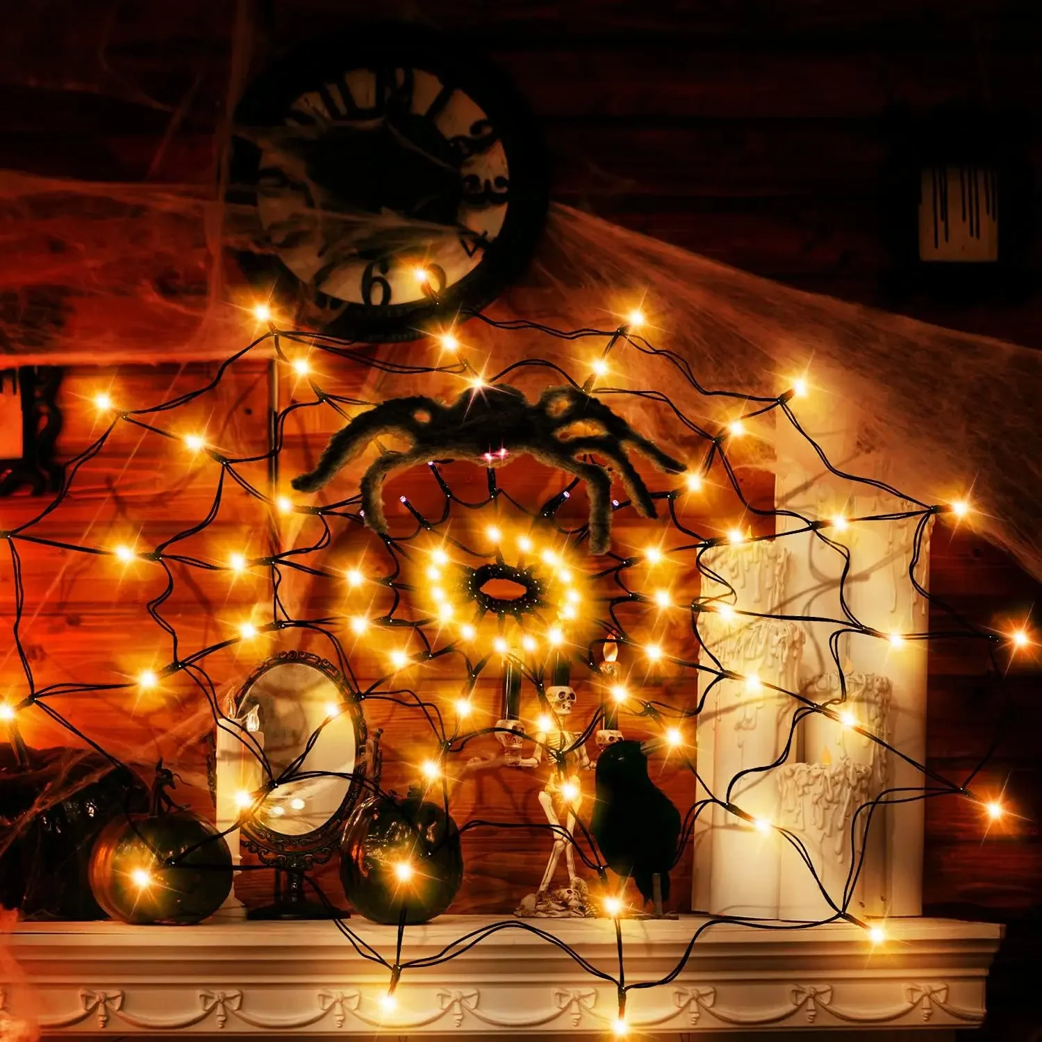 ไฟ LED สำหรับเทศกาลฮาโลวีน รูป - Spider Web Halloween Decoration บทวิจารณ์และราคา