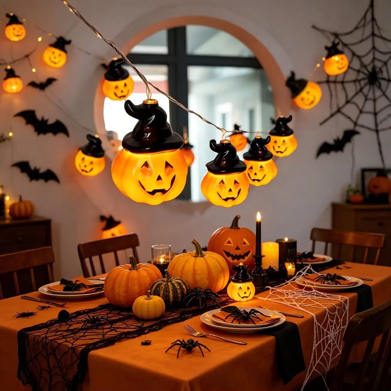 ไฟประดับรูปฟักทองหมวกแม่มด, ไฟ - Halloween Led String Lights Orange บทวิจารณ์และราคา