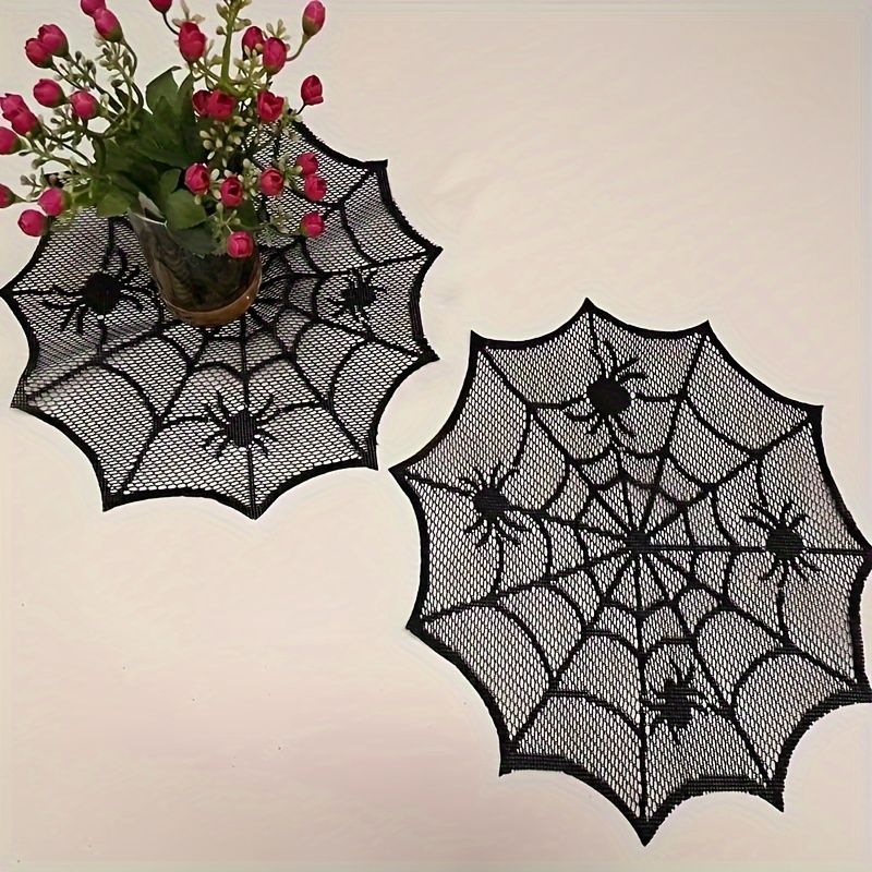 แผ่นรองจานลายใยแมงมุมสีดำสำหรั - Spider Web Halloween Decoration บทวิจารณ์และราคา