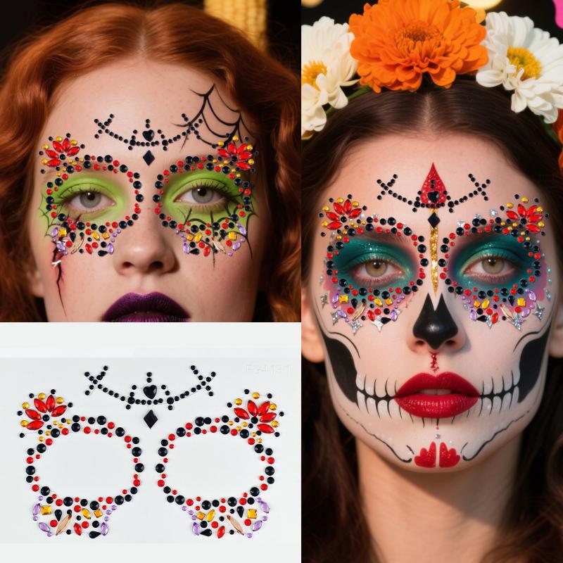 สติกเกอร์ติดหน้ารูปดอกไม้รูปหั - Halloween Skeleton Decoration บทวิจารณ์และราคา